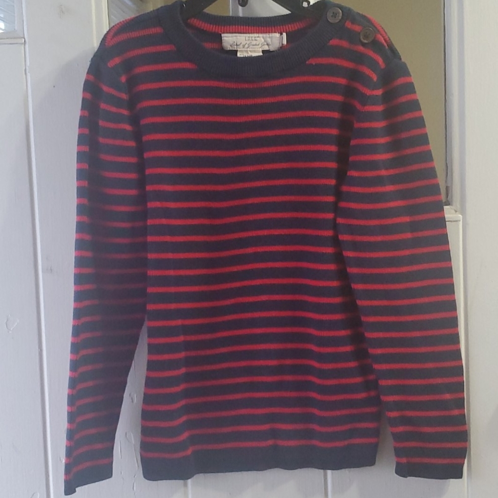 Boys navy and red stripe sweater